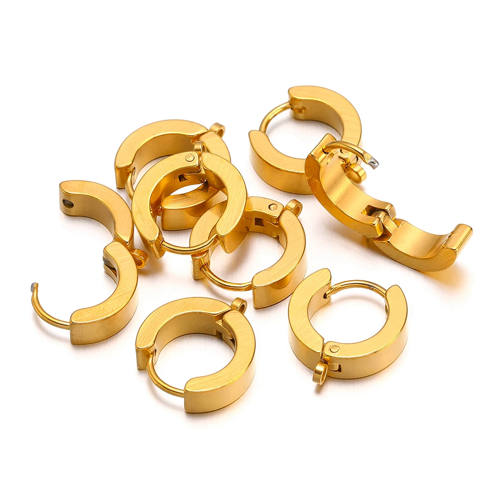 Hoop Earrings - 10Pcs Stainless Steel Fashion Hoop Earrings