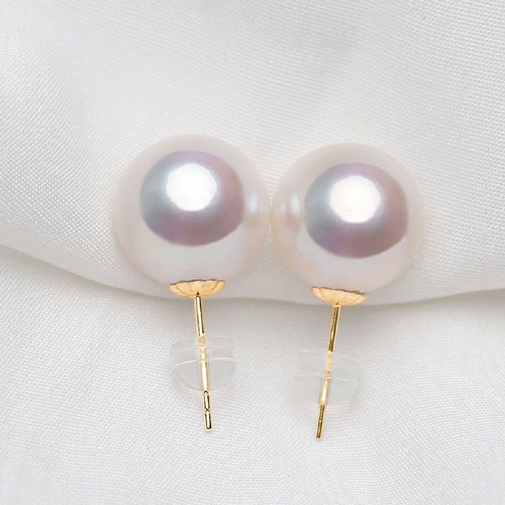 Pearl Stud Earrings - Natural pearl earrings AAAA10-11 -12mm classic