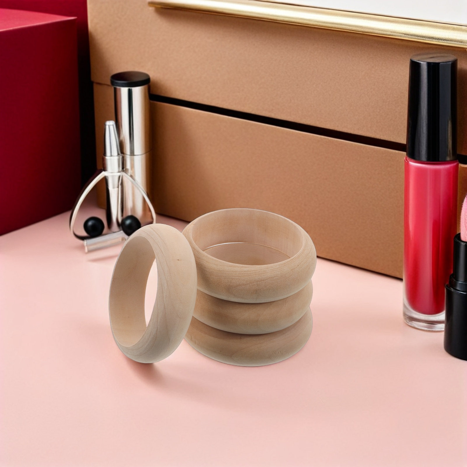 Cuff Bangle Bracelet - 4Pcs Natural Wooden Bangles Blank Unfinished