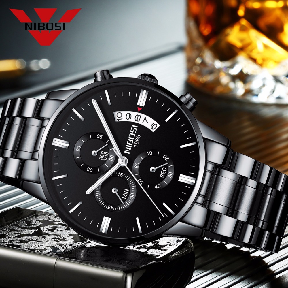 NIBOSI Stainless Steel Black Q - Jewelry Inspired Watches 评论和价格
