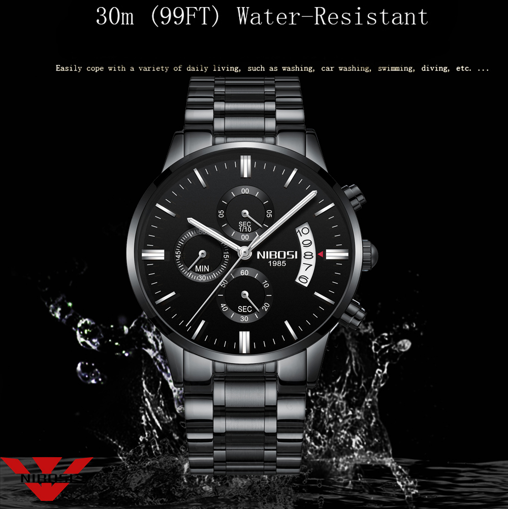NIBOSI Stainless Steel Black Q - Jewelry Inspired Watches 评论和价格