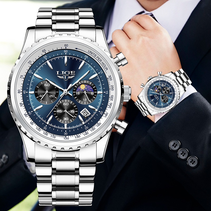LIGE Brand Luxury Quartz Man W - Jewelry Inspired Watches 评论和价格