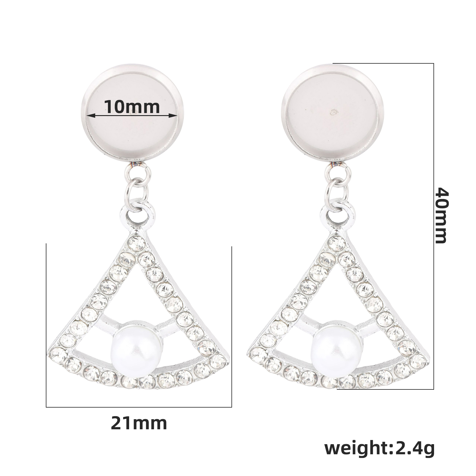 10pcs Stainless Steel Fit 10mm - Pearl Stud Earrings 评论和价格
