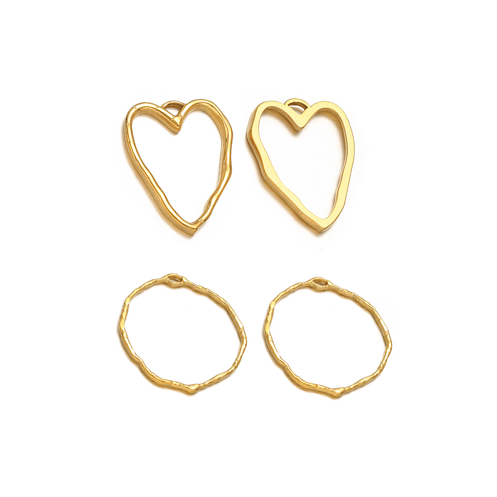 5pcs Heart Round Charms Stainl - Hoop Earrings 评论和价格