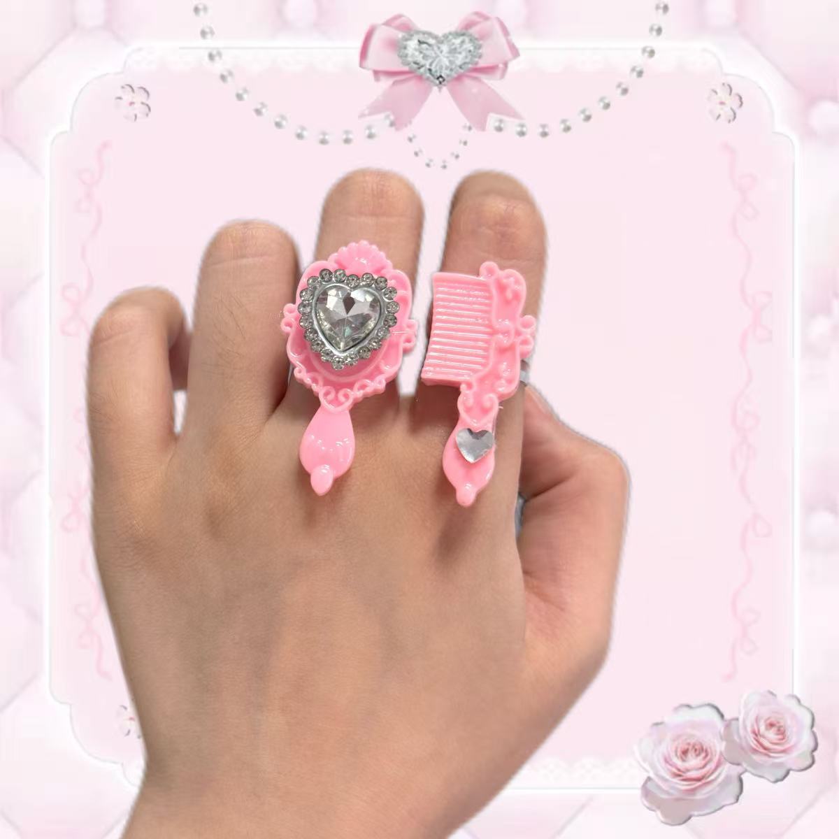 Y2K Cute Mirror Comb Shape Rin - Jewelry & Watches Sp Zo O 评论和价格