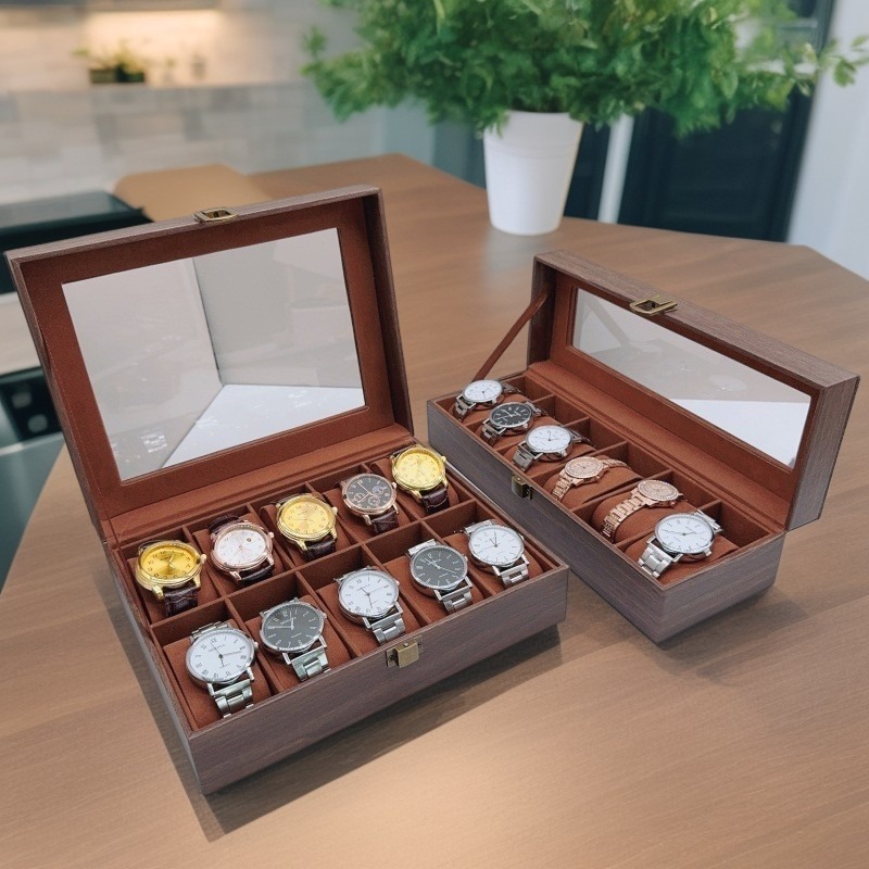 Wood Watch Box 6/10/12 Grids W - Jewelry Box That Holds Watches 评论和价格