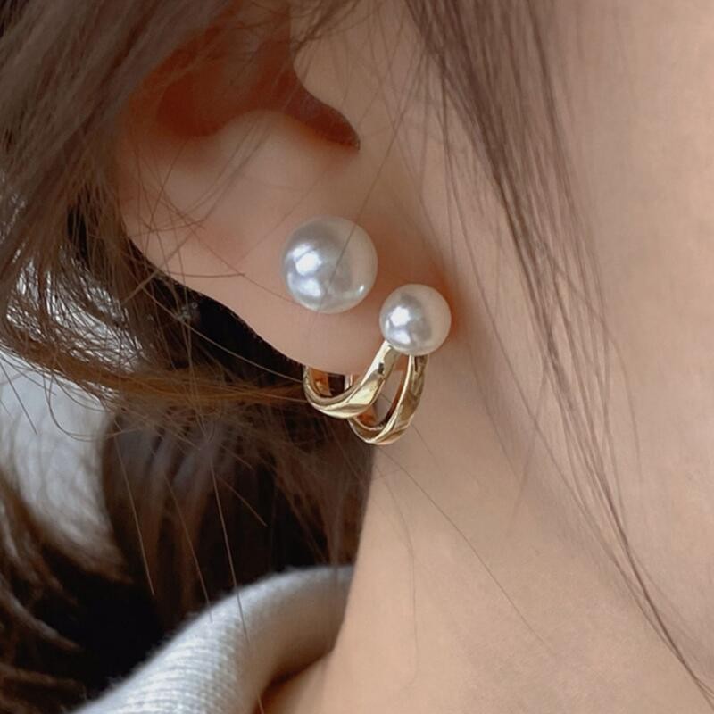 925 Silver Needle Korean Fashi - Pearl Stud Earrings 评论和价格