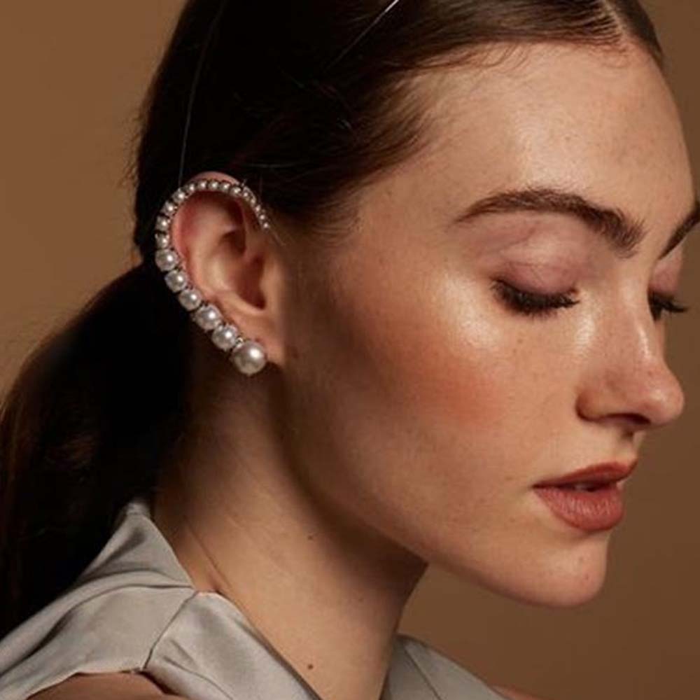 Stonefans Pearl Ear Clips With - Pearl Stud Earrings 评论和价格