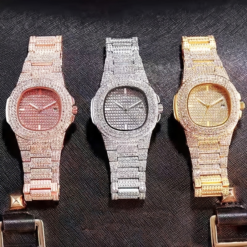 1pc Popular Hip Hop Full Artif - Jewelry Diamond Watches 评论和价格