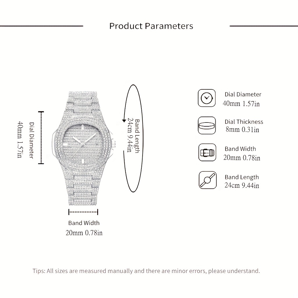1pc Popular Hip Hop Full Artif - Jewelry Diamond Watches 评论和价格