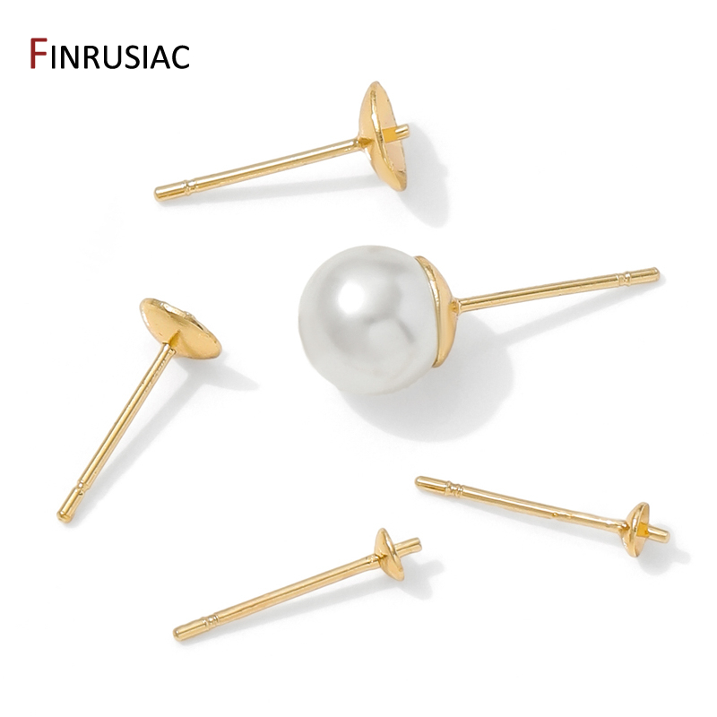 14K Gold Plated Brass Earring  - Pearl Stud Earrings 评论和价格