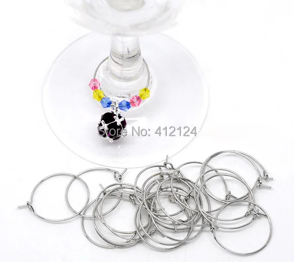 1000Pcs Silver Tone Wine Glass - Hoop Earrings 评论和价格