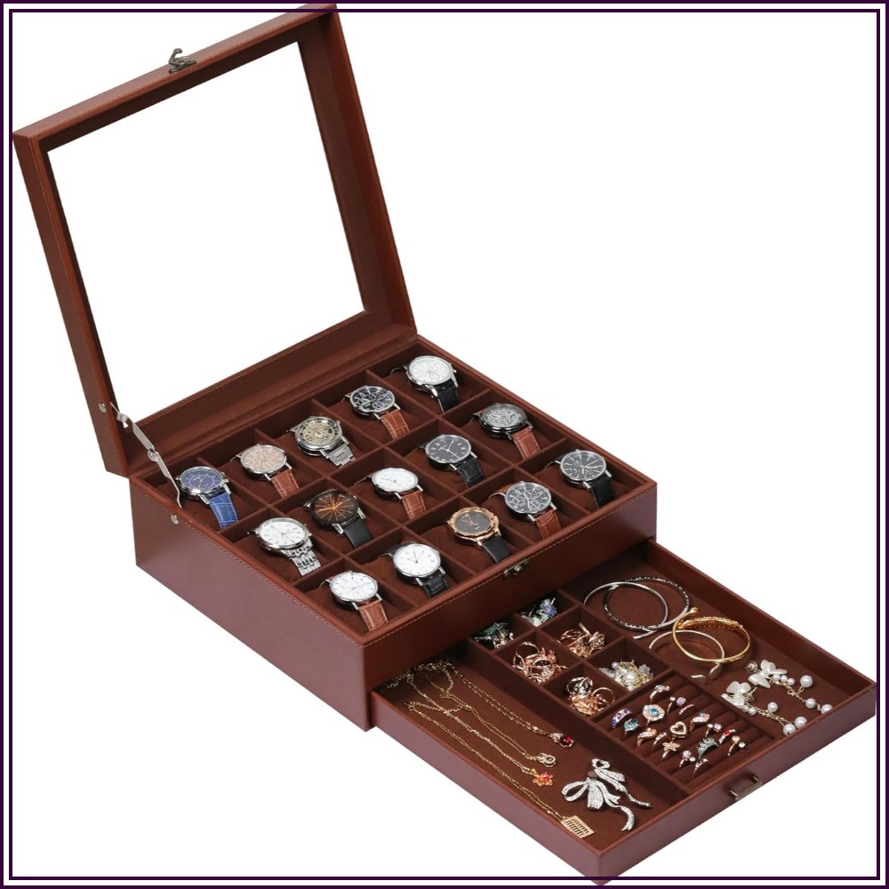 2-Layer Watch Box with Lock, H - Jewelry Box That Holds Watches 评论和价格