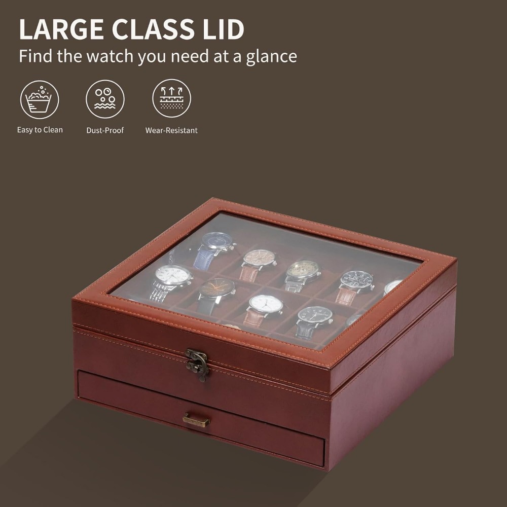 2-Layer Watch Box with Lock, H - Jewelry Box That Holds Watches 评论和价格