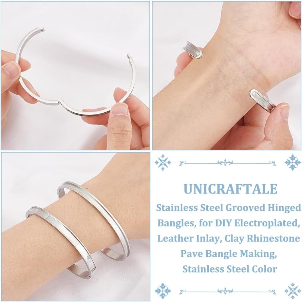 4Pcs 2 Styles Grooved Cuff Ban - Cuff Bangle Bracelet 评论和价格