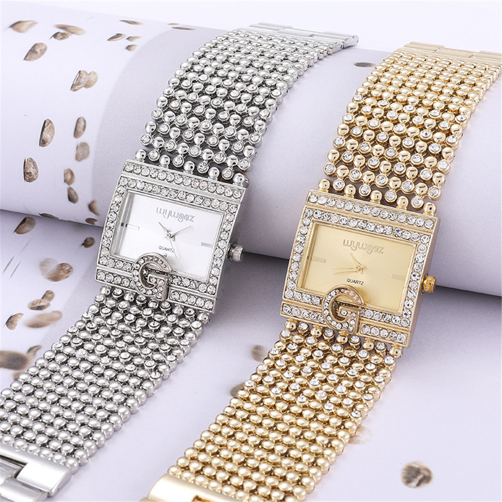 Simple Square Gold Watches Wom - Jewelry Diamond Watches 评论和价格