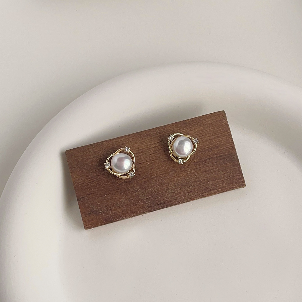 DIY accessories Personality sm - Pearl Stud Earrings 评论和价格